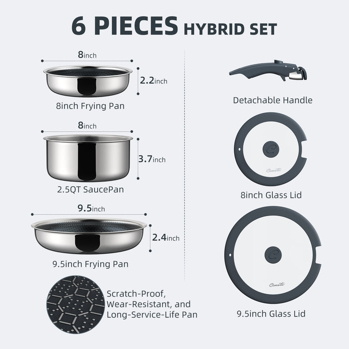 6-Piece Hybrid Stainless Steel Cookware Set — Ciwete (view 3)