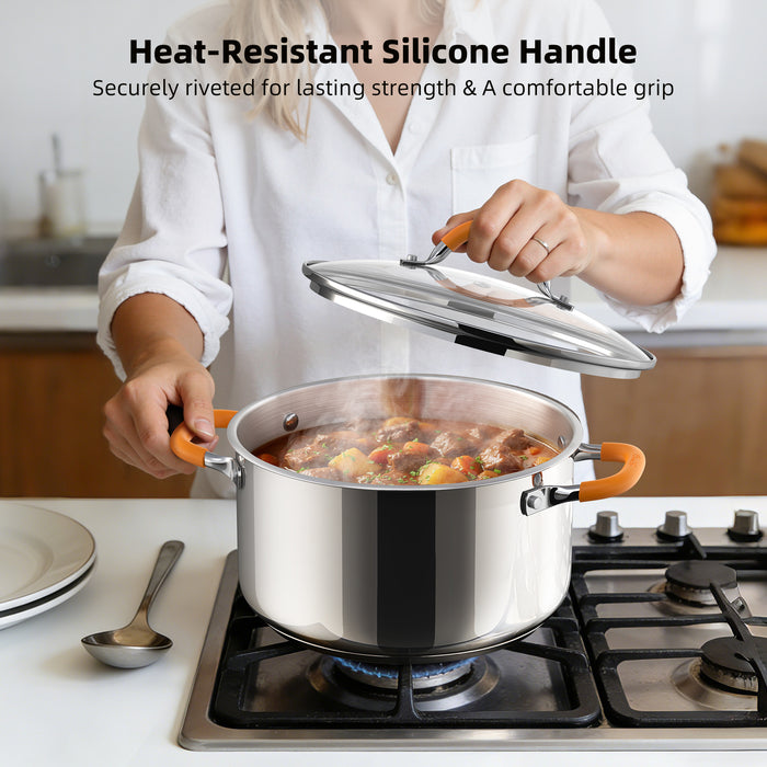 Stainless Steel Stock Pot with Lid, 5.2 qt / 4.92 L — Ciwete (view 5)