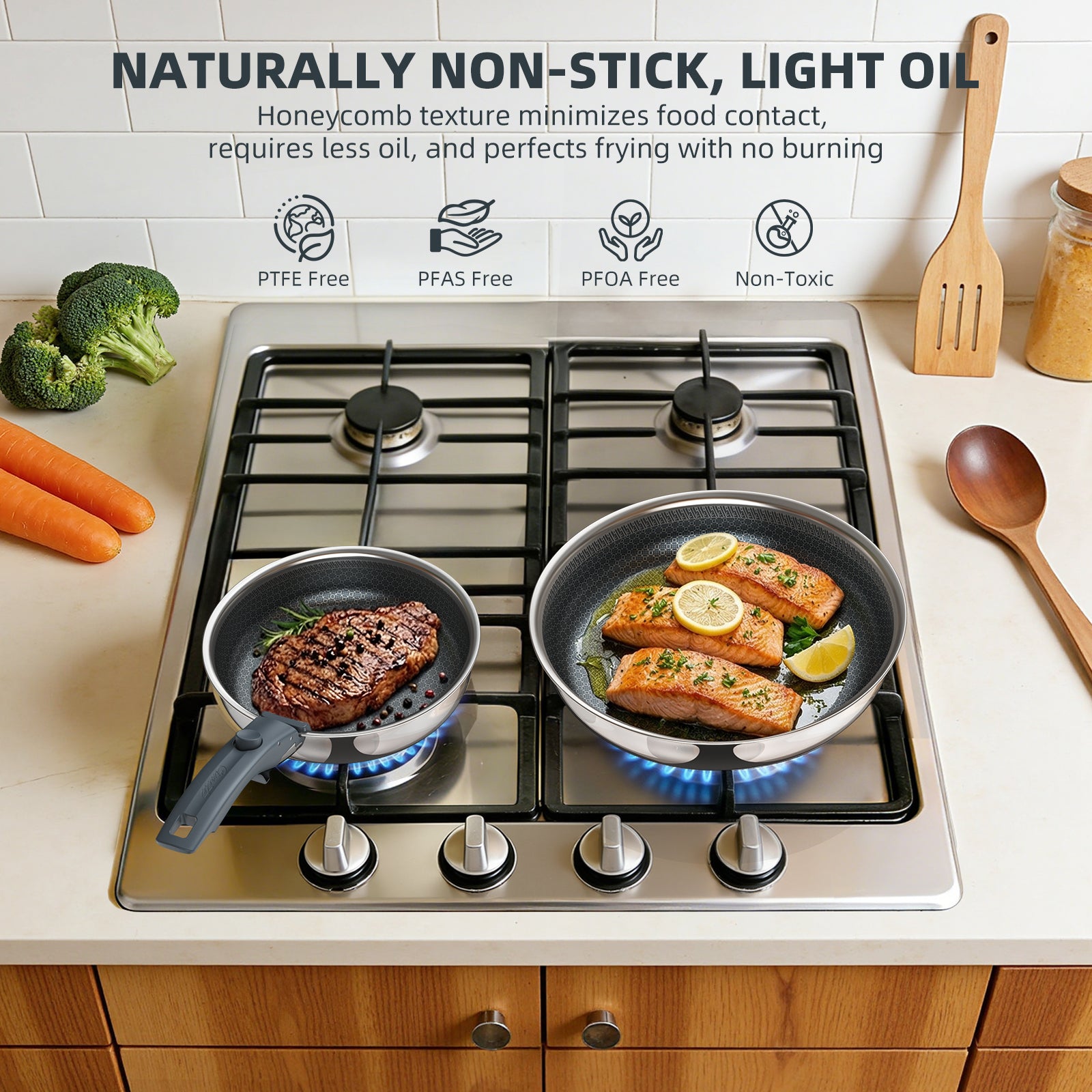 3-Piece Hybrid Nonstick Frying Pan Set, 8 & 9.5 in — Ciwete (view 4)