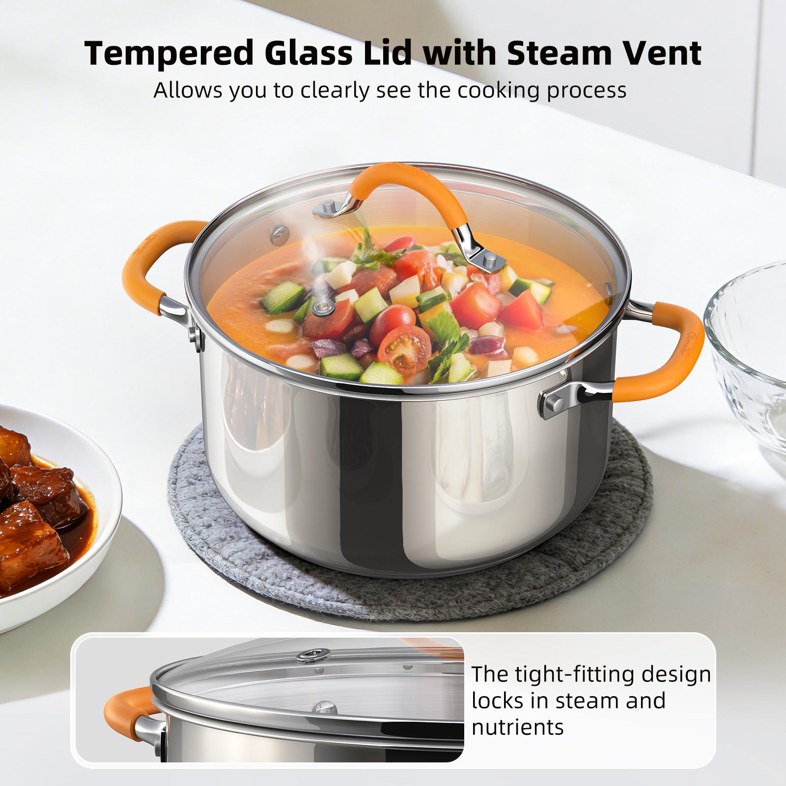 Stainless Steel Stock Pot with Lid, 5.2 qt / 4.92 L — Ciwete (view 6)