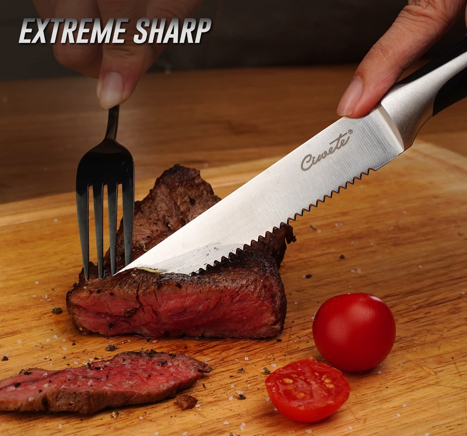 Ciwete Serrated 4" Steak Knives Set of 12