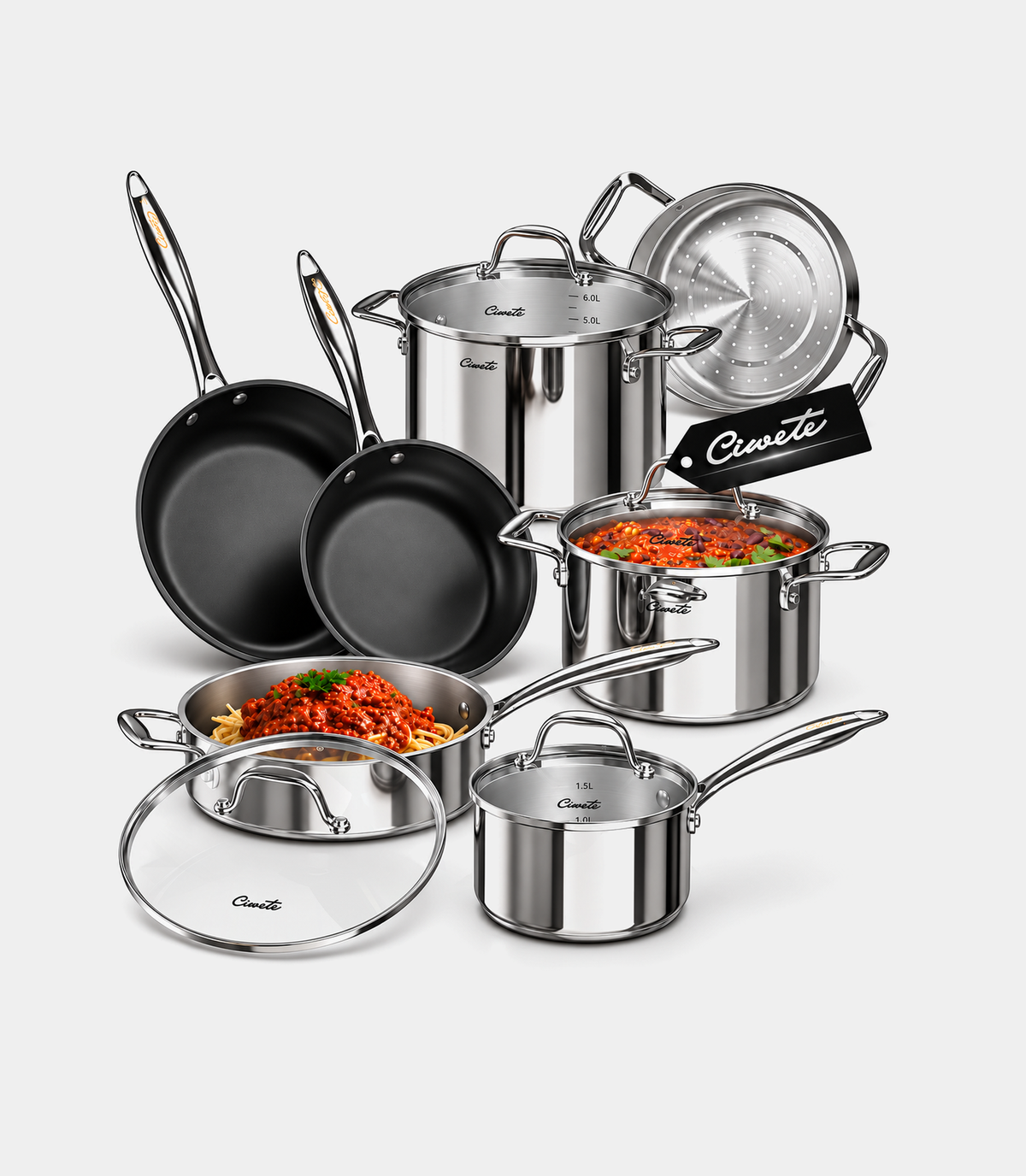 11-Piece Nonstick Stainless Steel Cookware Set — Ciwete