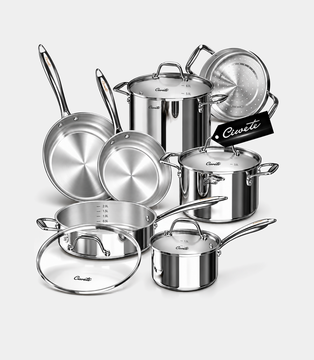 11-Piece Stainless Steel Cookware Set — Ciwete