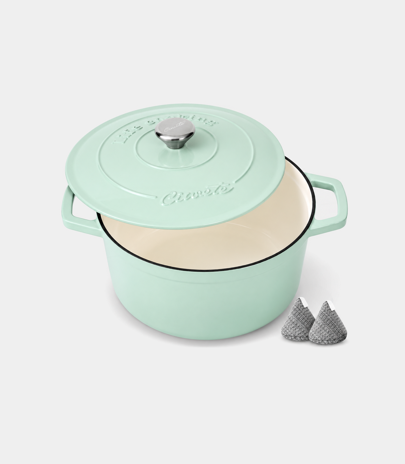 Enameled Cast Iron Dutch Oven, 4.4 qt / 4.16 L, Light Green — Ciwete