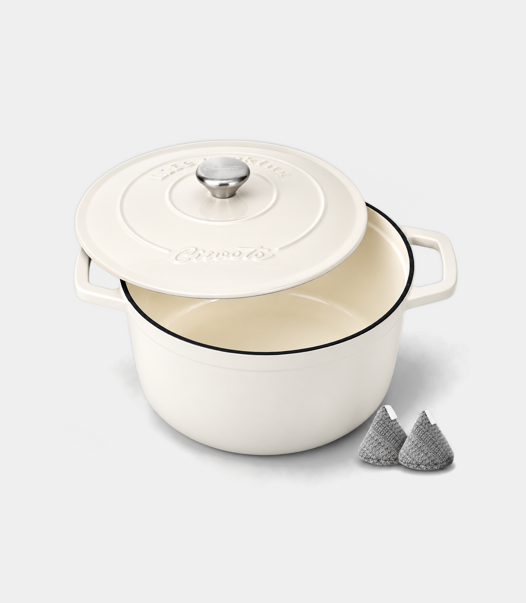 Enameled Cast Iron Dutch Oven, 4.4 qt / 4.16 L, Cream White — Ciwete