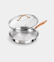 Ciwete Stainless Steel Frying Pan with Lid, 12 in