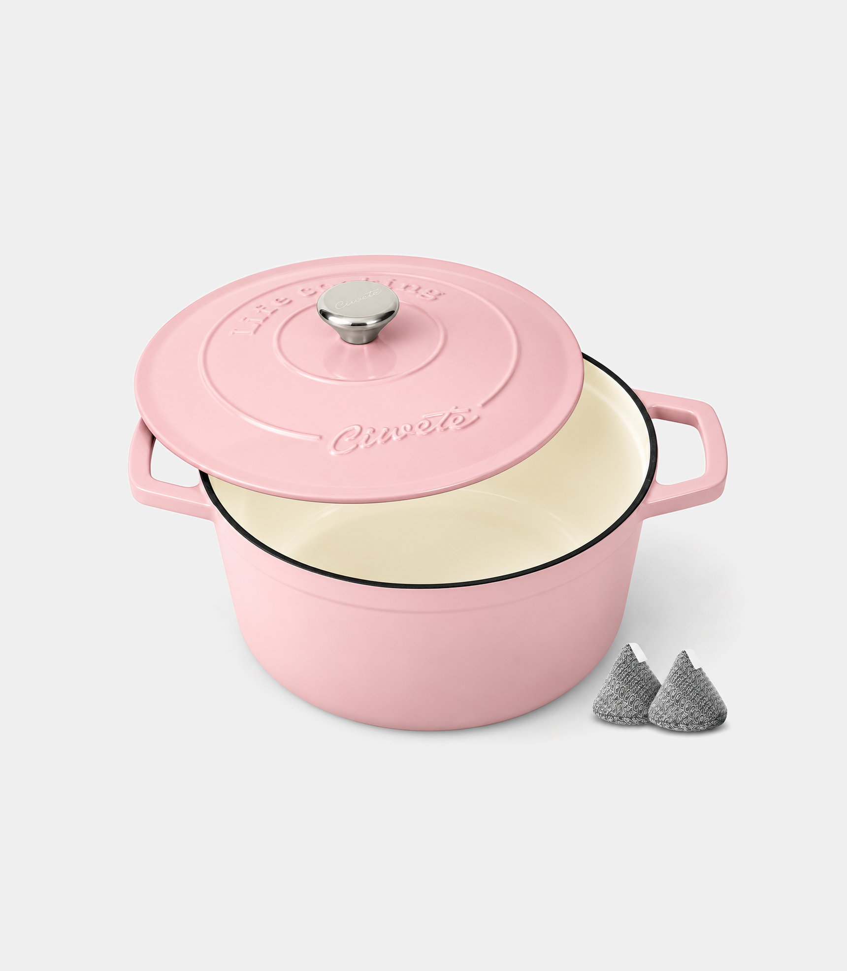 Enameled Cast Iron Dutch Oven, 4.4 qt / 4.16 L, Light Pink — Ciwete