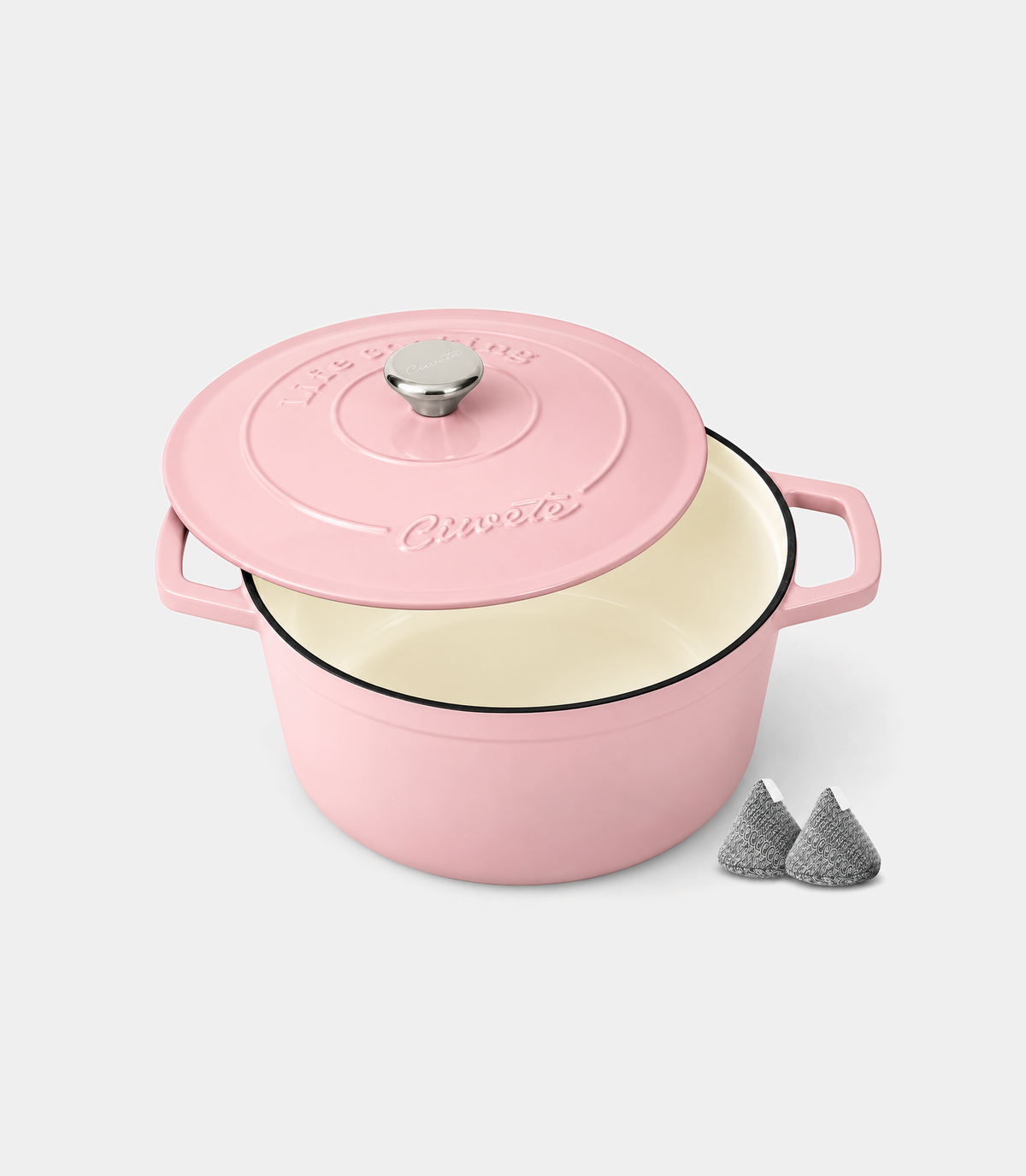 Enameled Cast Iron Dutch Oven, 4.4 qt / 4.16 L, Light Pink — Ciwete