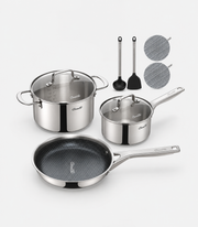 9-Piece Stainless Steel Cookware Set, Hybrid Nonstick Frying Pan