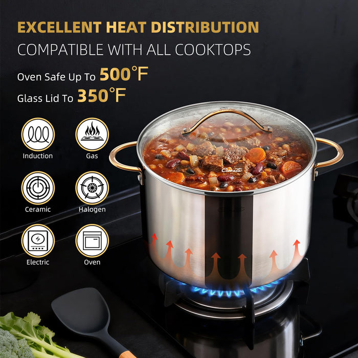 Stainless Steel Stock Pot with Lid, 12 qt / 11.36 L — Ciwete (view 3)
