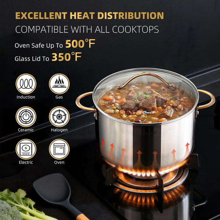 Stainless Steel Stock Pot with Lid, 8 qt / 7.57 L — Ciwete (view 3)