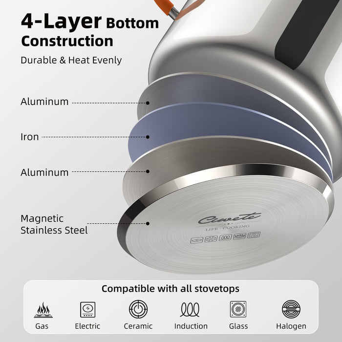 Stainless Steel Stock Pot with Lid, 11 qt / 10.41 L — Ciwete (view 4)