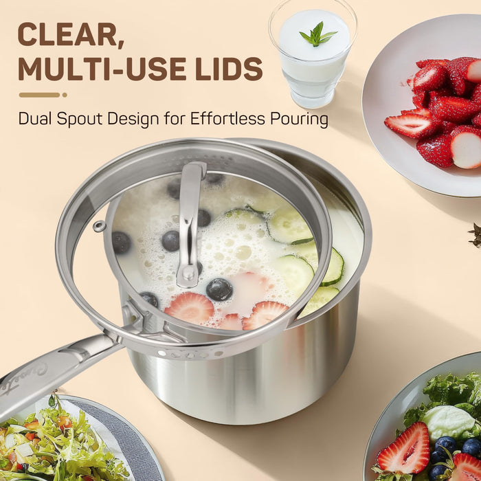 Stainless Steel Sauce Pan with Lid, 2 qt / 1.89 L — Ciwete (view 4)