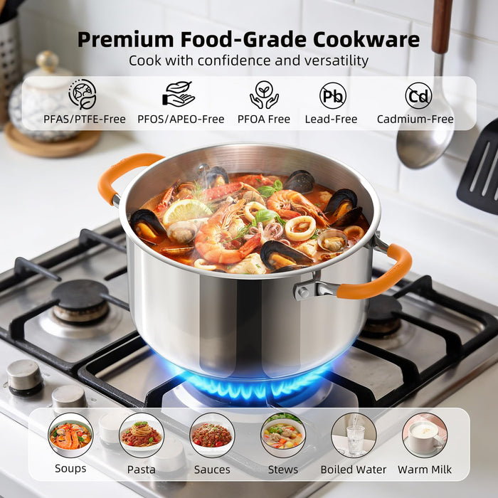 Stainless Steel Stock Pot with Lid, 11 qt / 10.41 L — Ciwete (view 5)