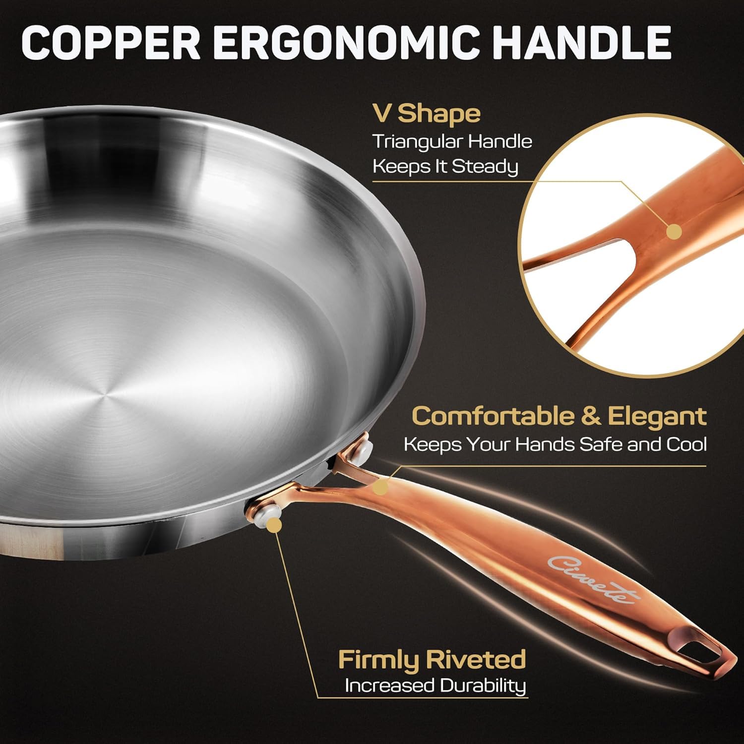 Stainless Steel Frying Pan, 12 in — Ciwete (view 4)