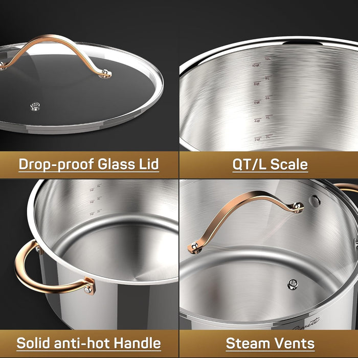 Stainless Steel Stock Pot with Lid, 12 qt / 11.36 L — Ciwete (view 4)