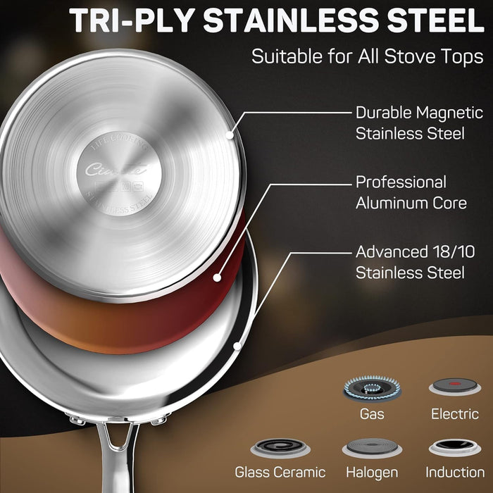 Stainless Steel Sauce Pan with Lid, 3 qt / 2.84 L — Ciwete (view 4)