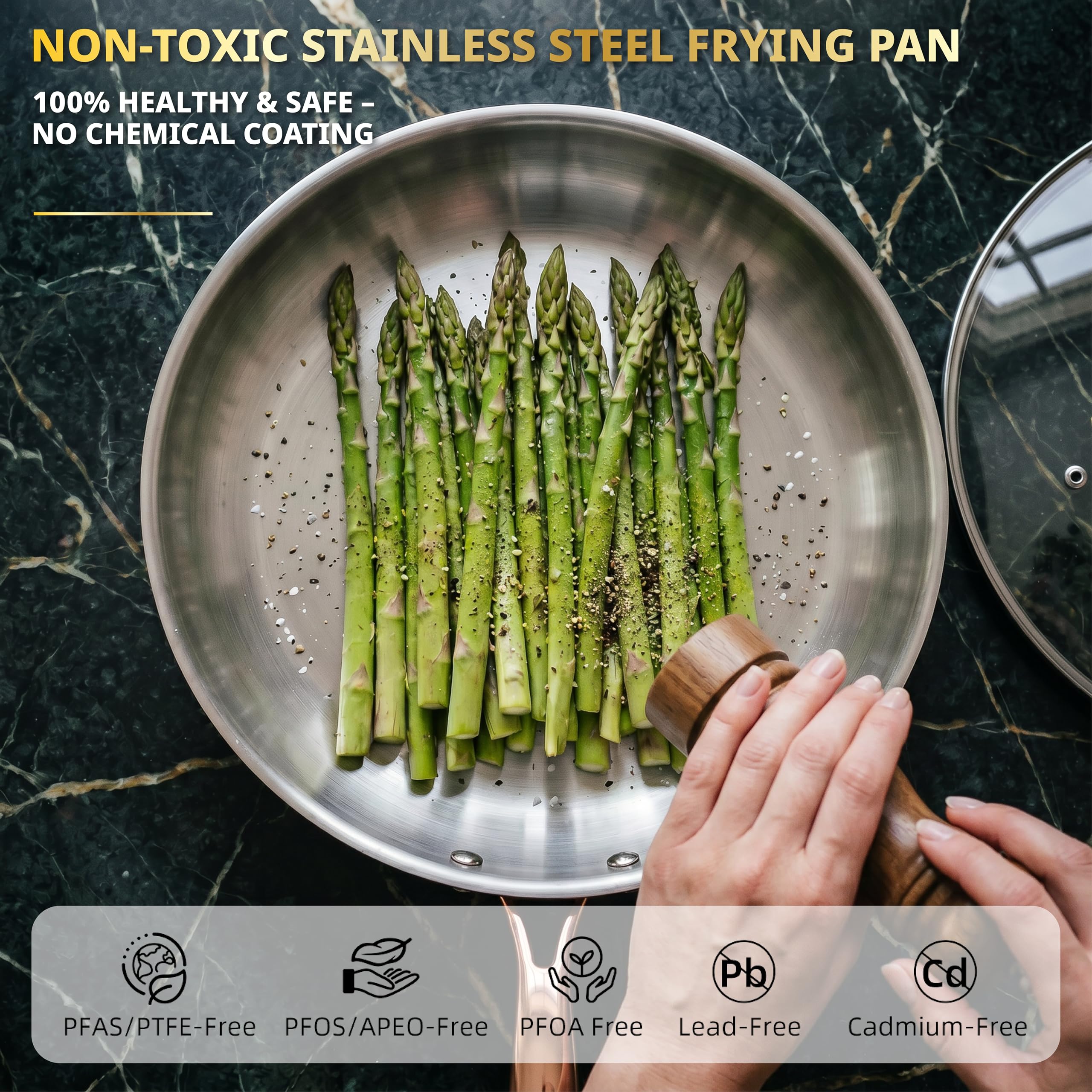 Stainless Steel Frying Pan, 12 in — Ciwete (view 5)