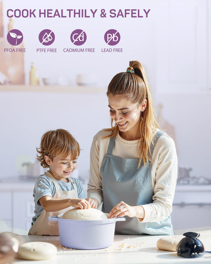 Enameled Cast Iron Dutch Oven, 4.4 qt / 4.16 L, Light Purple — Ciwete (view 5)