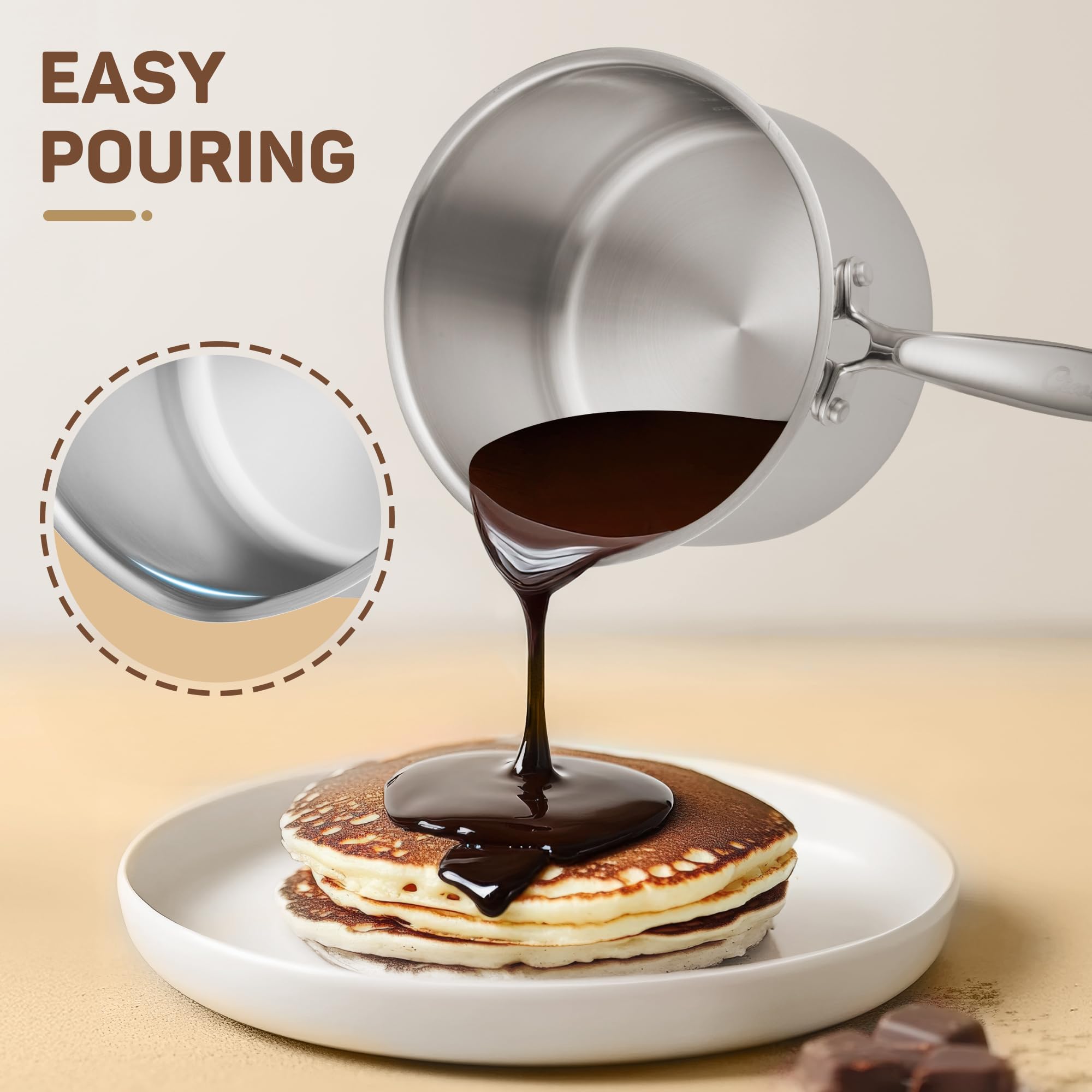 Stainless Steel Sauce Pan with Lid, 2 qt / 1.89 L — Ciwete (view 5)