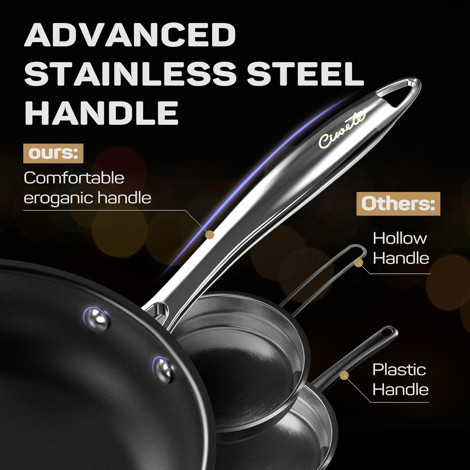 11-Piece Nonstick Stainless Steel Cookware Set — Ciwete (view 6)