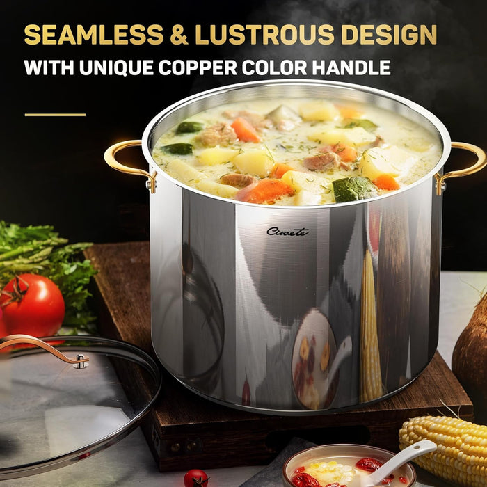 Stainless Steel Stock Pot with Lid, 20 qt / 18.93 L — Ciwete (view 6)