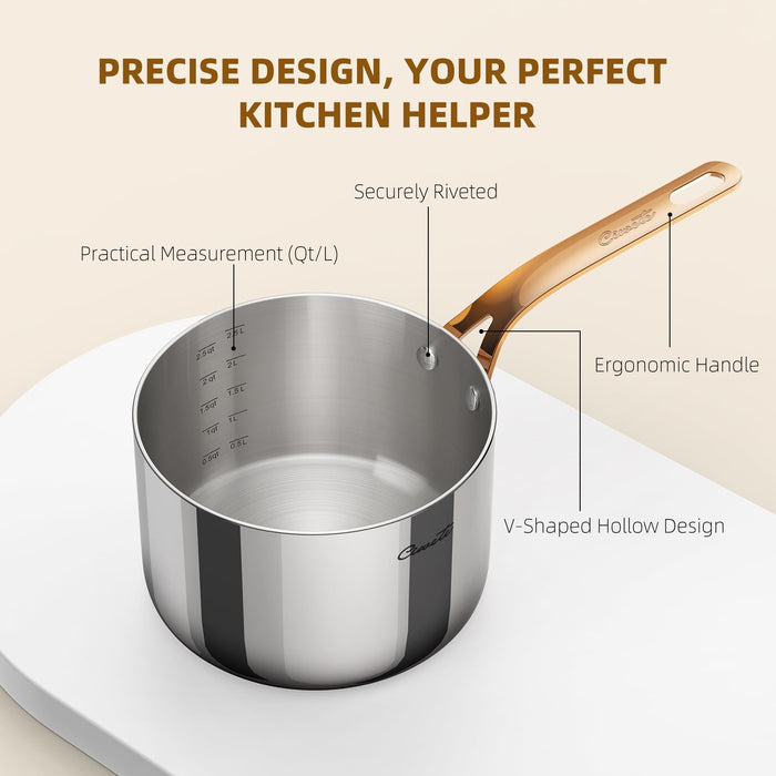 Stainless Steel Sauce Pan with Lid, 3 qt / 2.84 L — Ciwete (view 6)