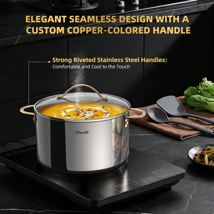 Stainless Steel Stock Pot with Lid, 8 qt / 7.57 L — Ciwete (view 6)