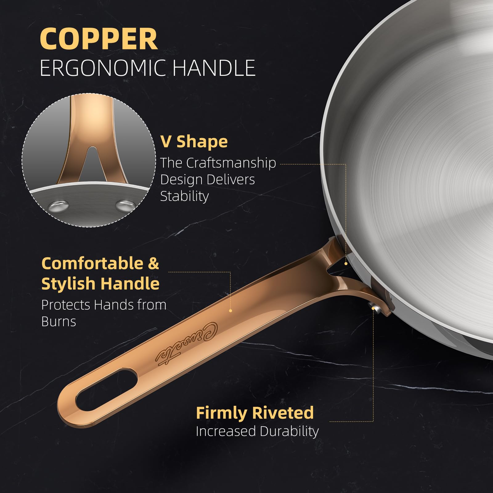 Stainless Steel Frying Pan, 9.5 in — Ciwete (view 6)