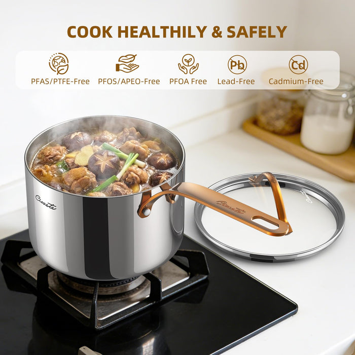 Stainless Steel Sauce Pan with Lid, 3 qt / 2.84 L — Ciwete (view 7)