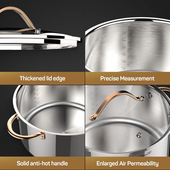 Stainless Steel Stock Pot with Lid, 8 qt / 7.57 L — Ciwete (view 7)