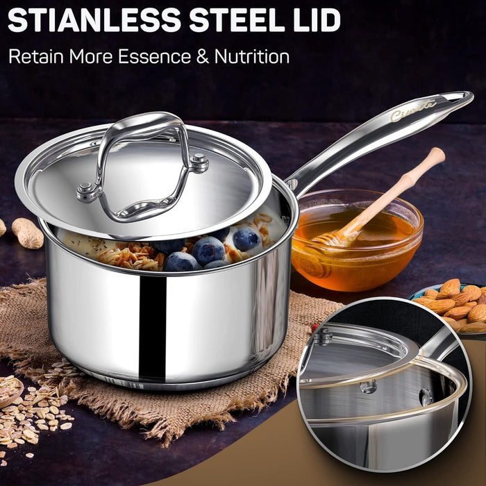 Stainless Steel Sauce Pan with Lid, 2 qt / 1.89 L — Ciwete (view 7)