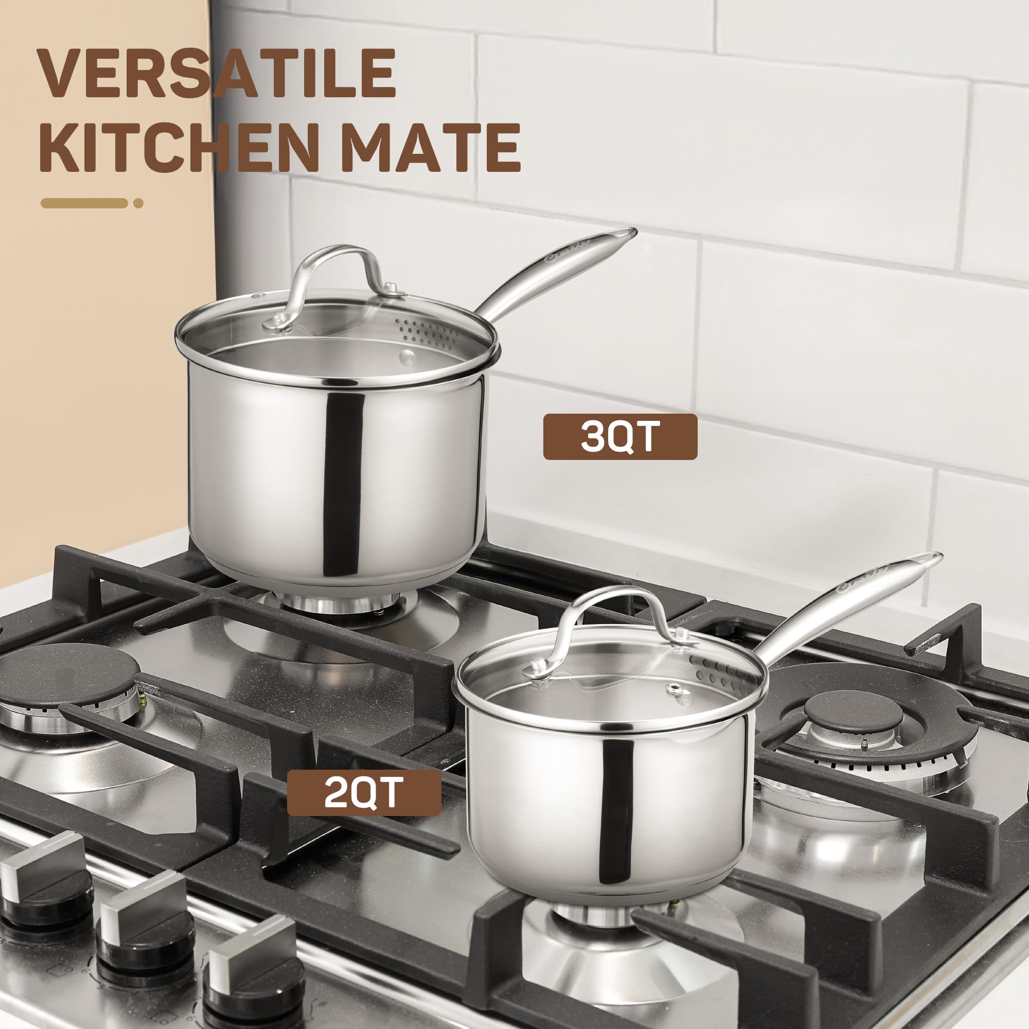 Stainless Steel Sauce Pan with Lid, 2 qt / 1.89 L — Ciwete (view 8)