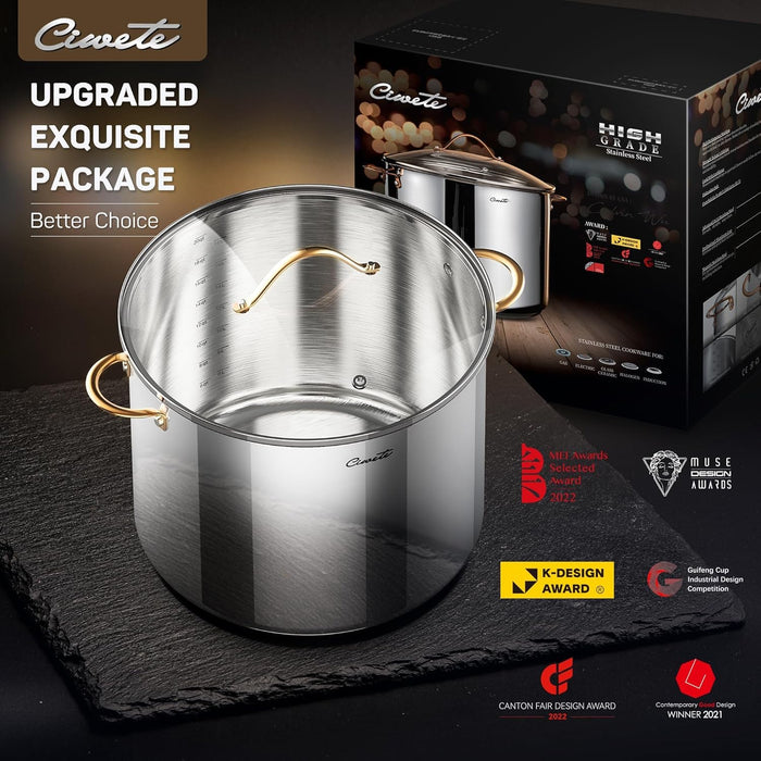 Stainless Steel Stock Pot with Lid, 20 qt / 18.93 L — Ciwete (view 8)