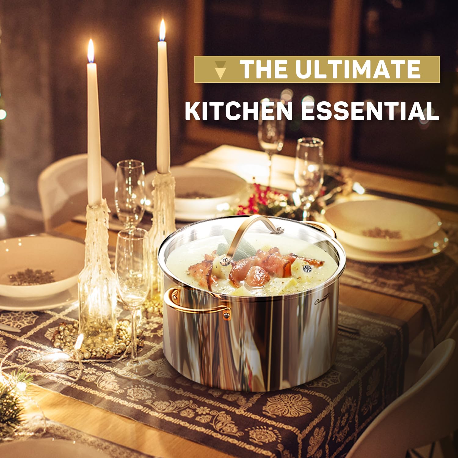 Stainless Steel Stock Pot with Lid, 8 qt / 7.57 L — Ciwete (view 8)